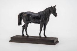 Barye, Antoine Louis1795 Paris - 1875 ebenda. Franz. Tierbildner. Pferdeskulptur Bronze, dunkel