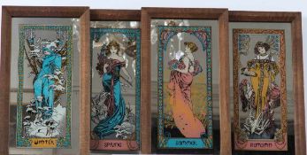 Vier Spiegel mit Allegorie auf die 4 JahreszeitenSpiegel dekoriert mit der Darstellung der vier