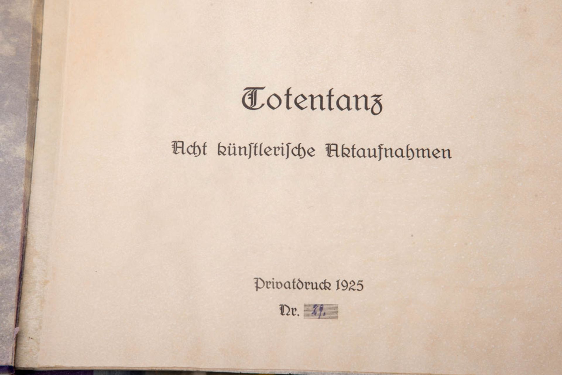 Totentanz8 künstlerische Aktaufnahmen von 1925, Privatdruck Nr,. 29. Gebunden in einer Mappe. 17 x