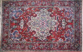 Teppich Persischer BakhtiarWolle, rotgrundig 210 x 145 cm.