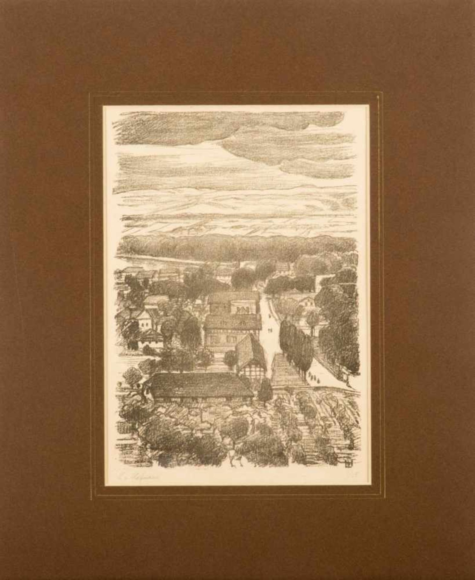 Hofmann, Ludwig von1861 Darmstadt . 1945 Pillnitz. "Dunkler Tag". Lithografie. Li.u. Von Hand