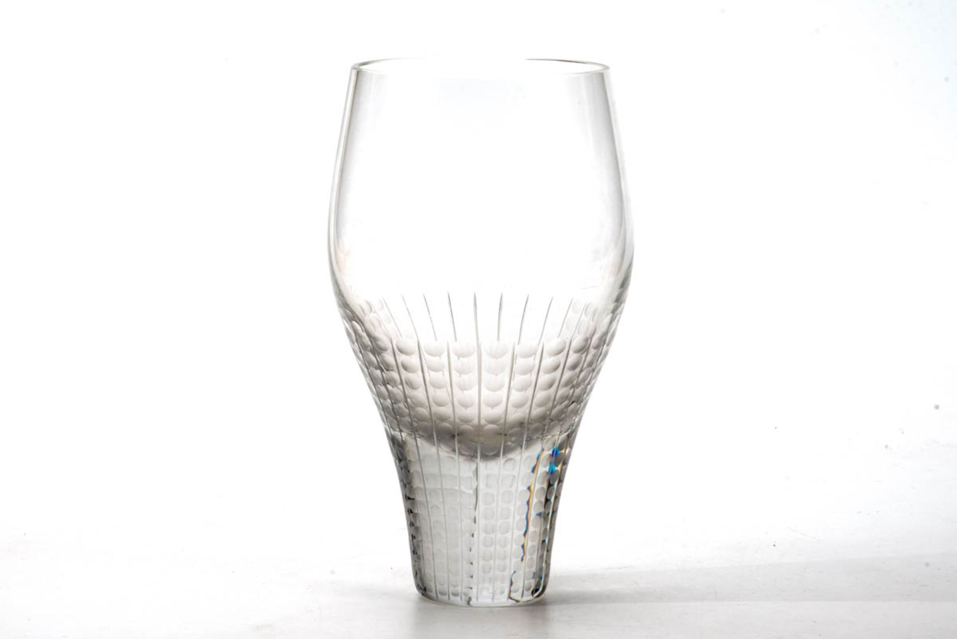 Ziervase, RosenthalFarbloses Kristallglas mit Mattschliff. Runder sich stark erweiternder leicht