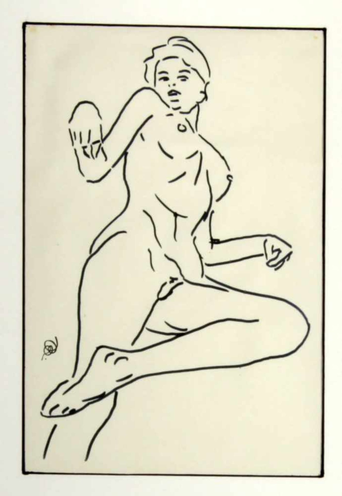 Burger, Rudolf (1903 Wien 1995)Filzstift auf Papier 1960. Nude. Monogrammiertes Unikat aus dem