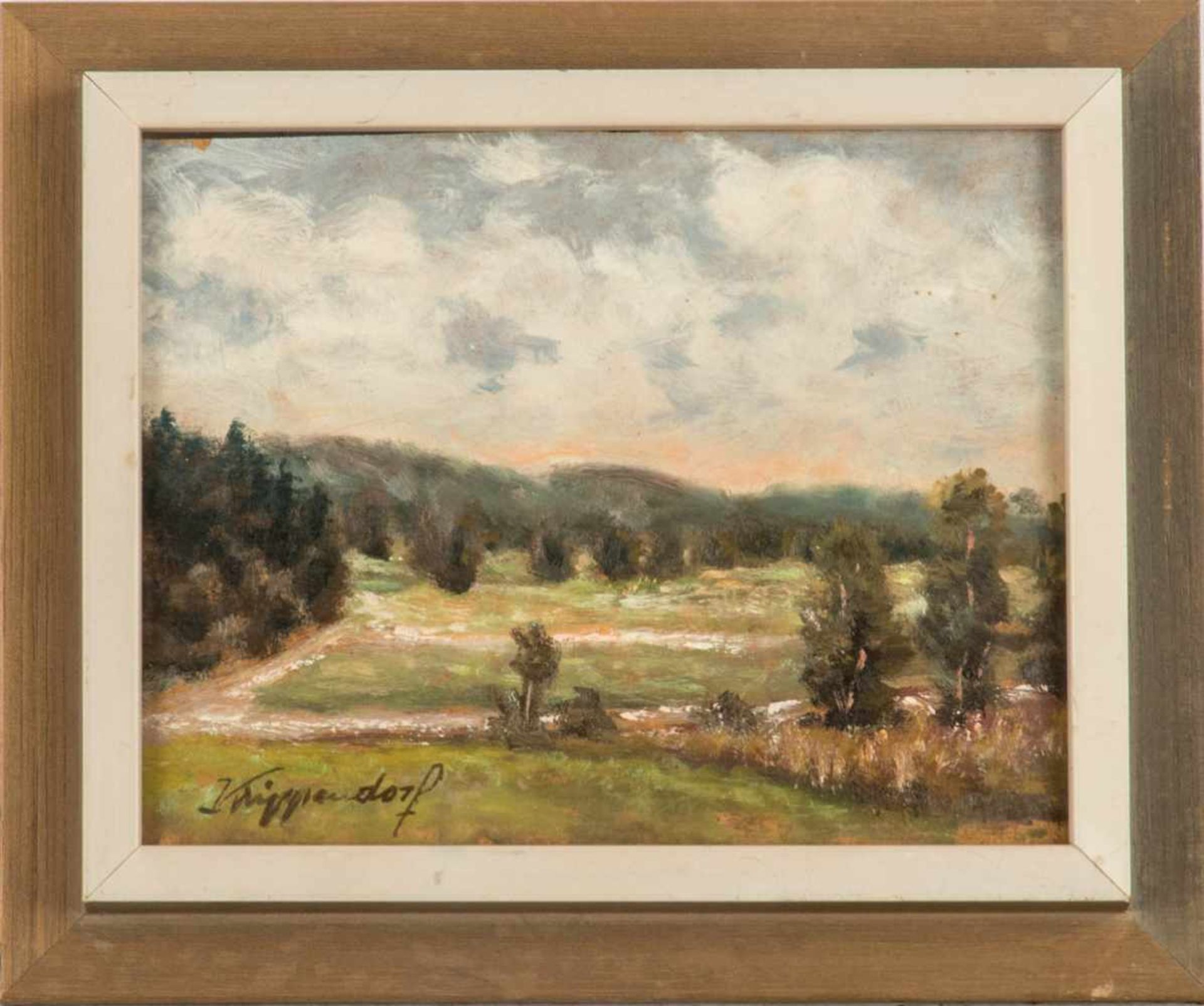 Krippendorf, Franz (1907 - 1982)ÖL/Pappe, Wiesenlandschaft, unten links sign., 15 x 19,5 cm.