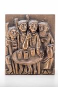 AnonymusReliefdarstellung einer Abendmahlsgruppe, Bronze. 20 x 17 cm.