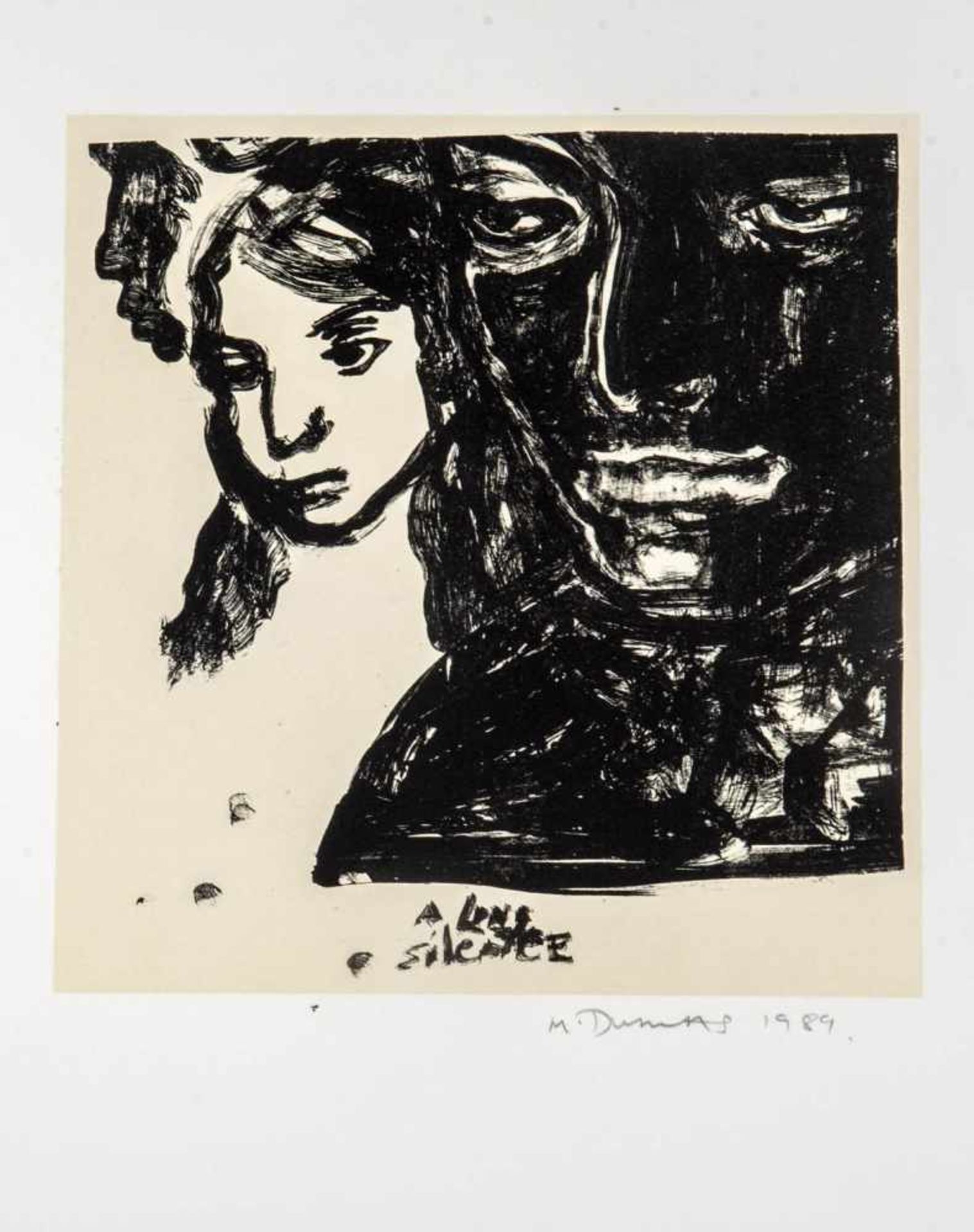 Dumas, Marlene, (geb. 1953)"A long silence" 1989, Farblithographie, 25,8 x 25 cm, rechts u. sign. u.