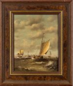 WrightEnglischer Maler des 20. Jhs. Auslaufende Fischerboote. Öl/Holz.- links u. sign. 30 x 24 cm.