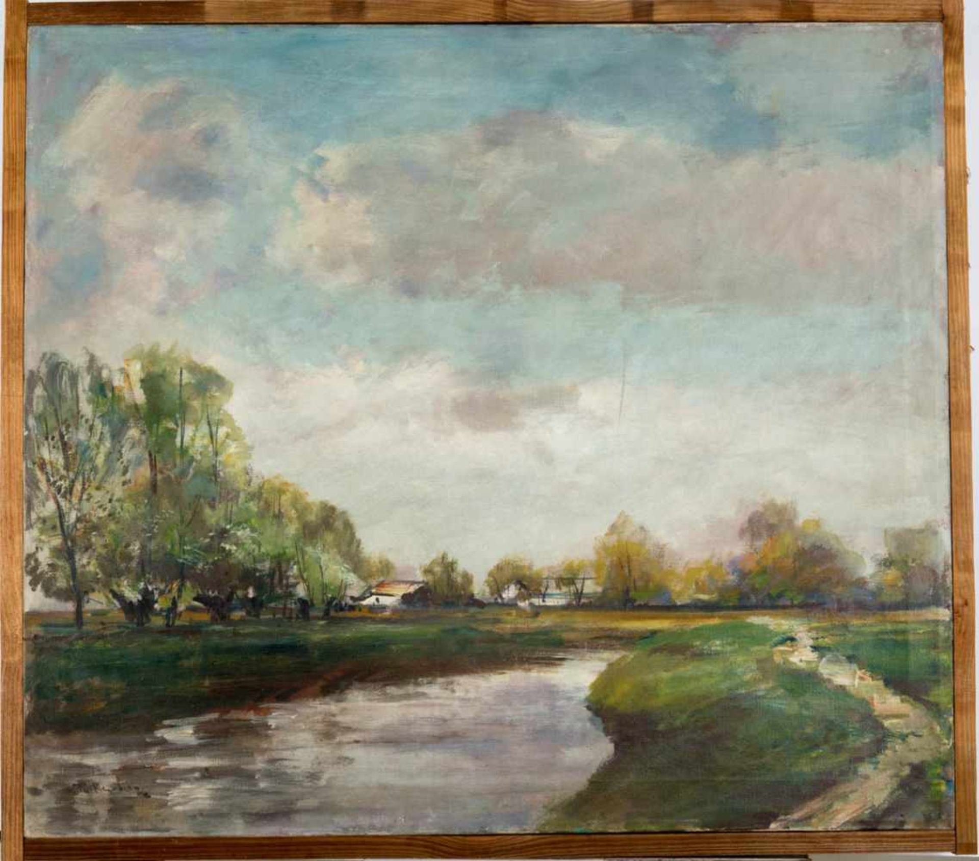 Falkenberg, Richard1875 Wuppertal-Elberfeld - 1948 Zeulenroda. Wiesenlandschaft mit kleinem Teich.