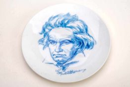 Sammelteller Meissen, Ludwig van BeethovenPorzellan, Serie 2 - 1971, Durch.: 26 cm, rückseitig