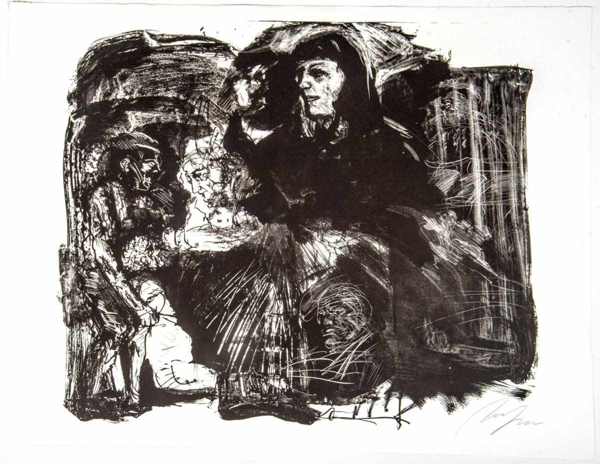 Hrdlicka , Alfred (1928 - 2009)"Portrait Study Barbara" (1985), Lithographie, 55 x 65 cm, u.