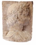 Antike Relieftafel, Greorgio di Lorenzo Firenze 1436- 1504/>Carrara-Marmor. Hochrechteckige Tafel