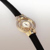 Chopard Damenarmbanduhr, Happy Diamonds750er Gelbgold. Rundes Uhrengehäuse, verglastes Zifferblatt