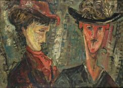 Maler der Mitte des 20. Jh.Zwei Damen mit HütenÖl auf Lwd; H 45 cm, B 60 cmPainter of the middle