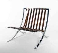 Mies van der Rohe1886 Aachen - 1969 ChicagoBarcelona ChairStahl und Lederriemen; H 75 cm, B 75 cm, T