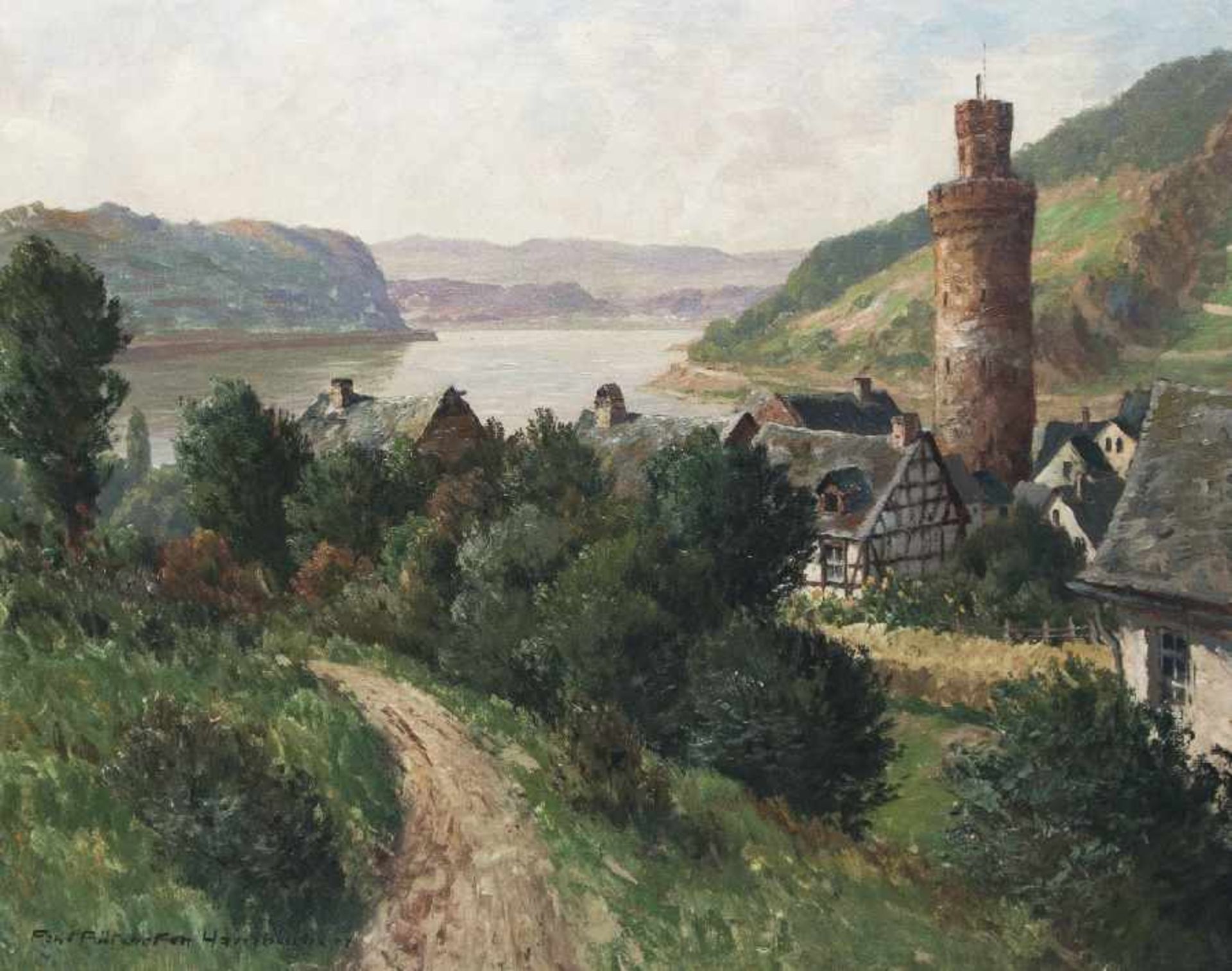 Paul Pützhofen-Hambüchen1879 - 1939Am Ochsenturm in Oberwesel am RheinÖl auf Lwd; H 64,5 cm, B 80,