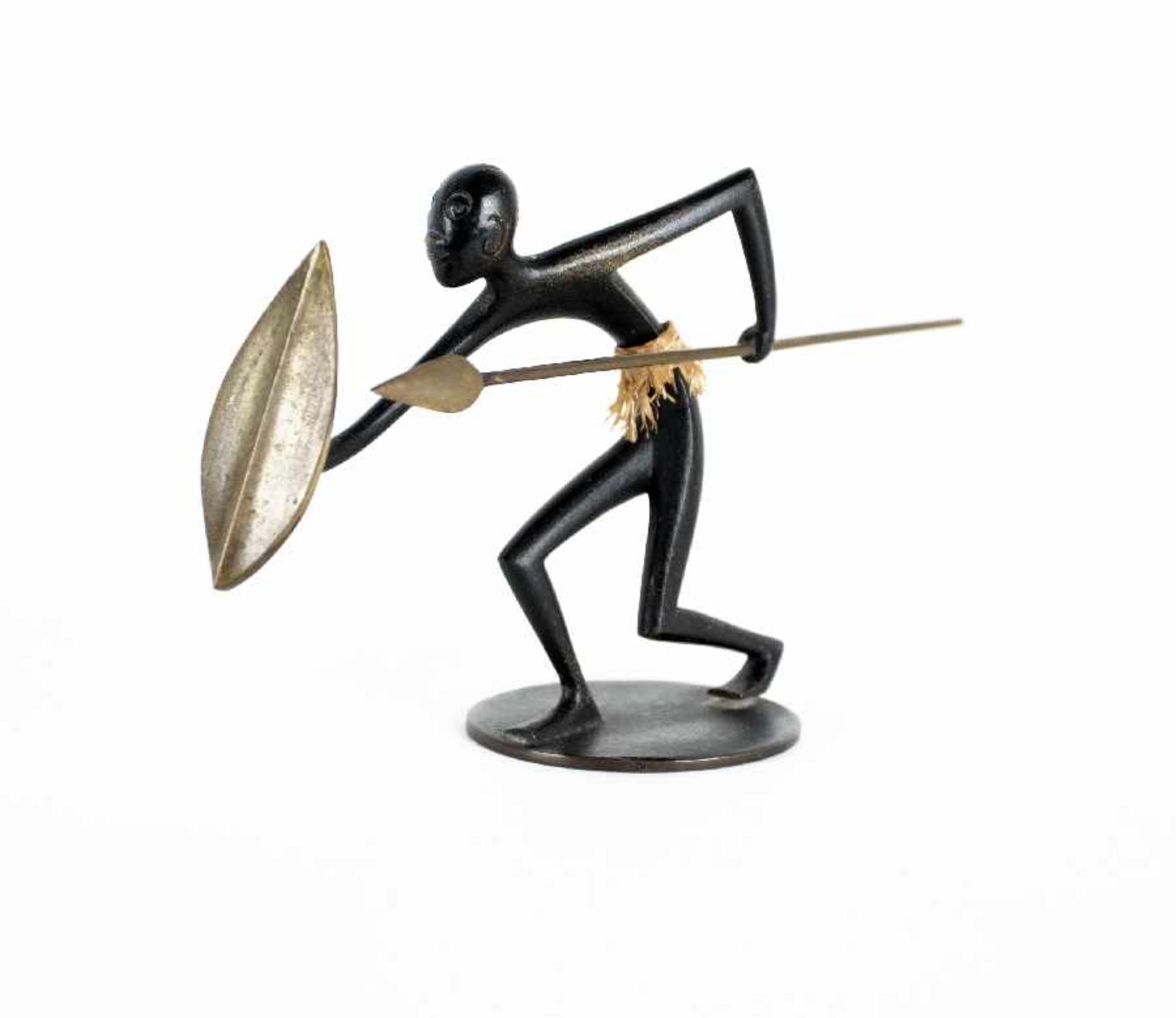 Franz Hagenauer1906 - 1986Schleichender KriegerBronze, Bast; H 9 cm; bezeichnet "Handmade", "