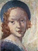 Paul Alex Deschmacker1889 - 1979Tete de jeune filleÖl auf Isorel, um 1925; H 38,5 cm, B 29 cm;