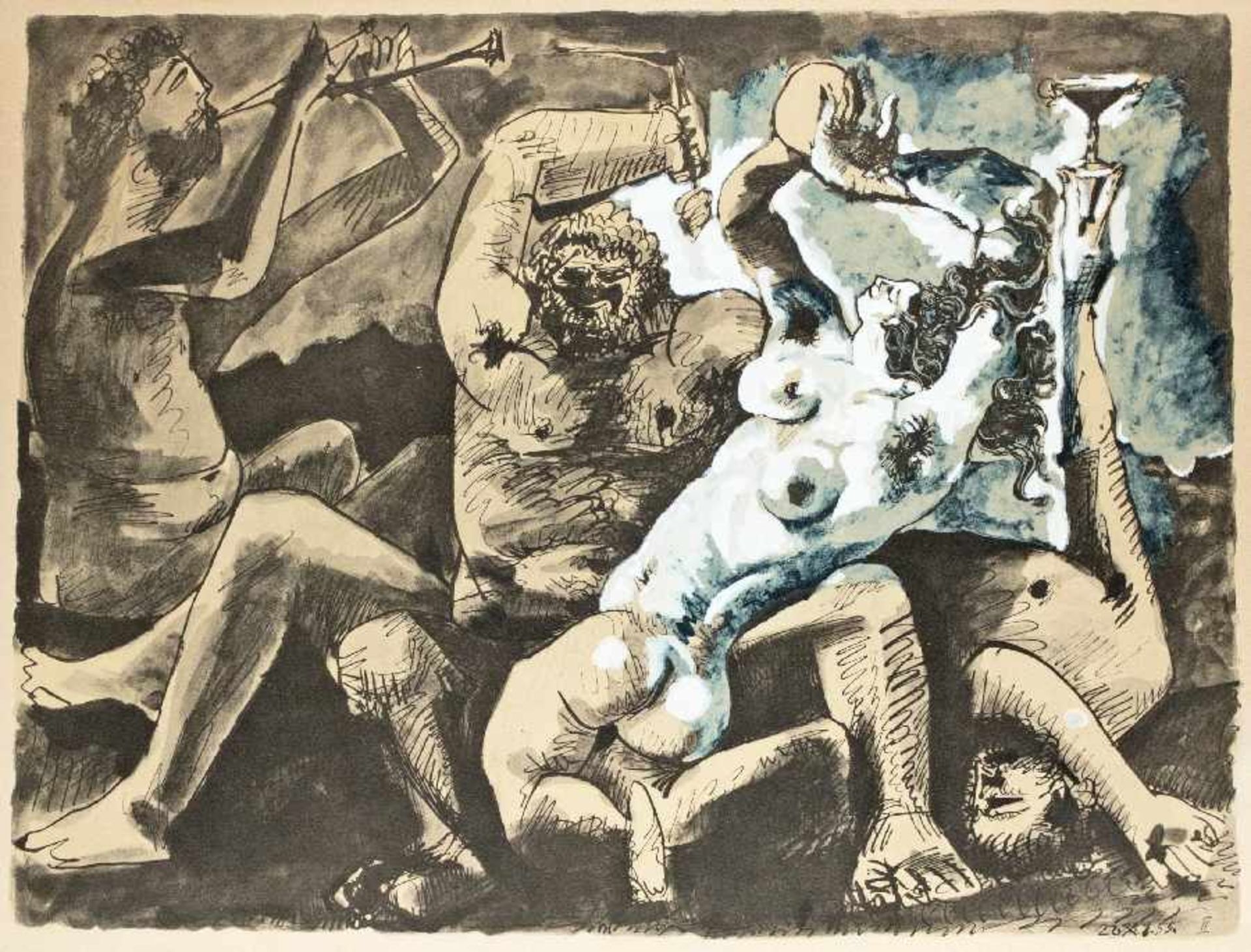 Pablo Picasso1881 Malaga - 1973 MouginsBacchanal II 1955 - Suite, Flute DoubleFarblithografie und