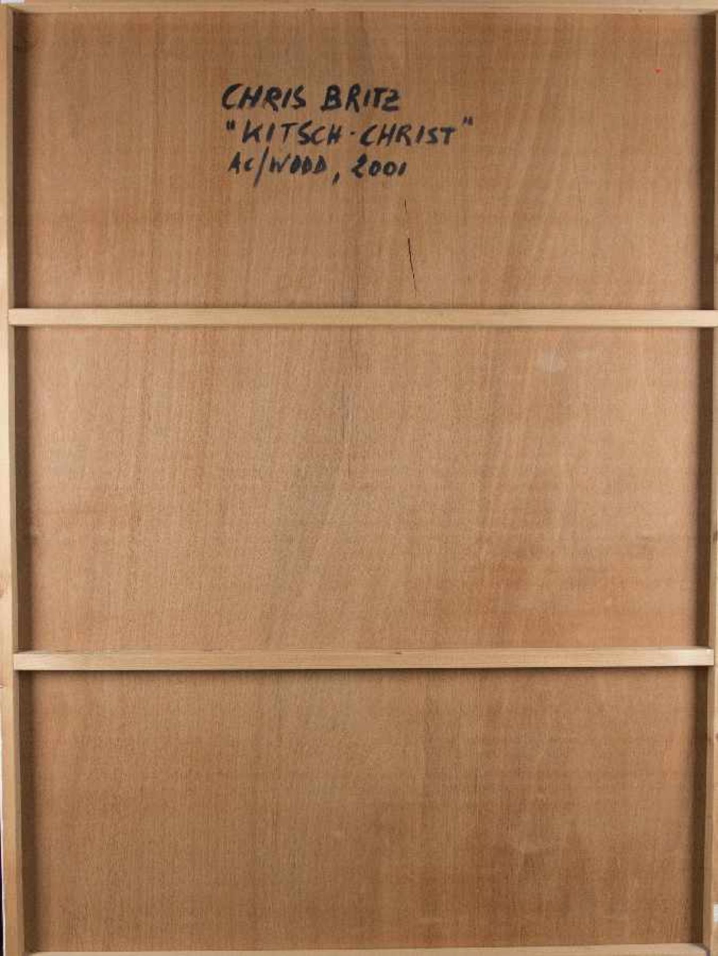 Chris Britz1973Kitsch ChristAcryl auf Holz, 2001; H 163 cm, B 122 cm; verso signiert, bezeichnet und - Bild 2 aus 2