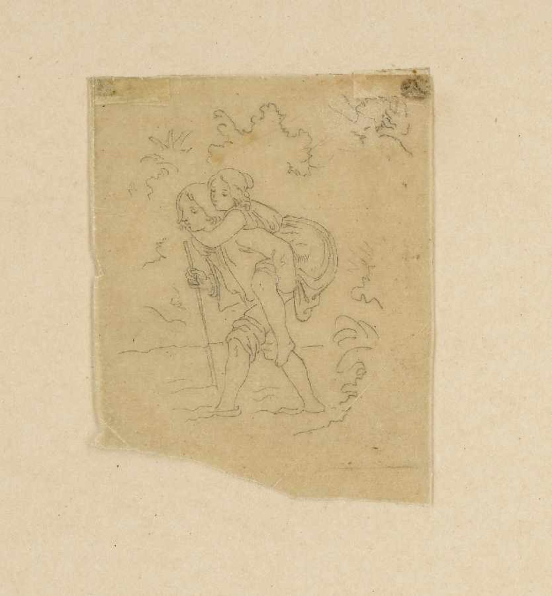Ludwig Adrian Richter1803 Dresden - 1884 ebendaPaul und VirginieBleistift auf Transparentpapier; H