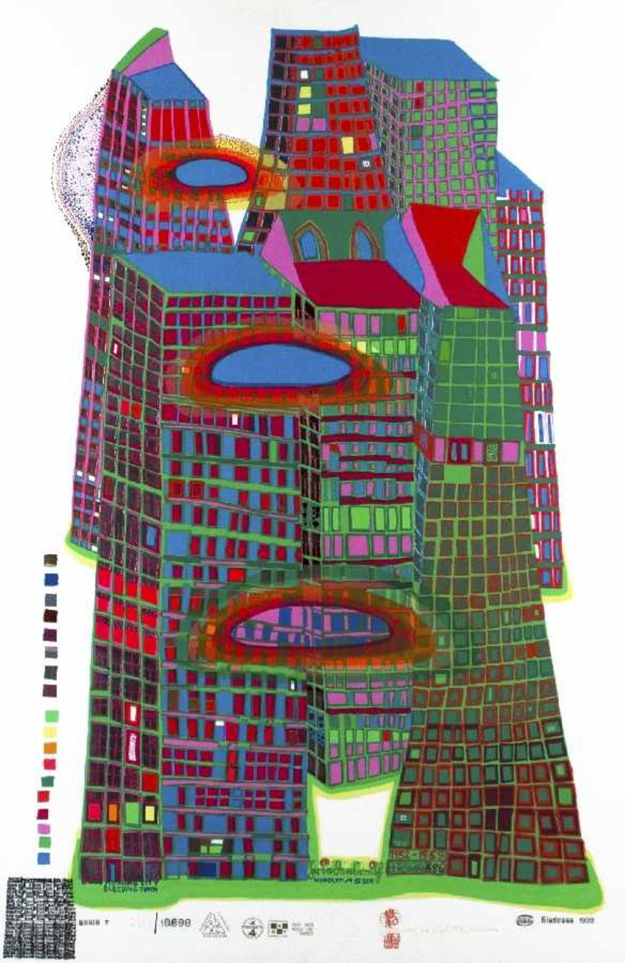 Friedensreich Hundertwasser1928 Wien - 2000Good morning city - Bleeding townFarbsiebdruck mit