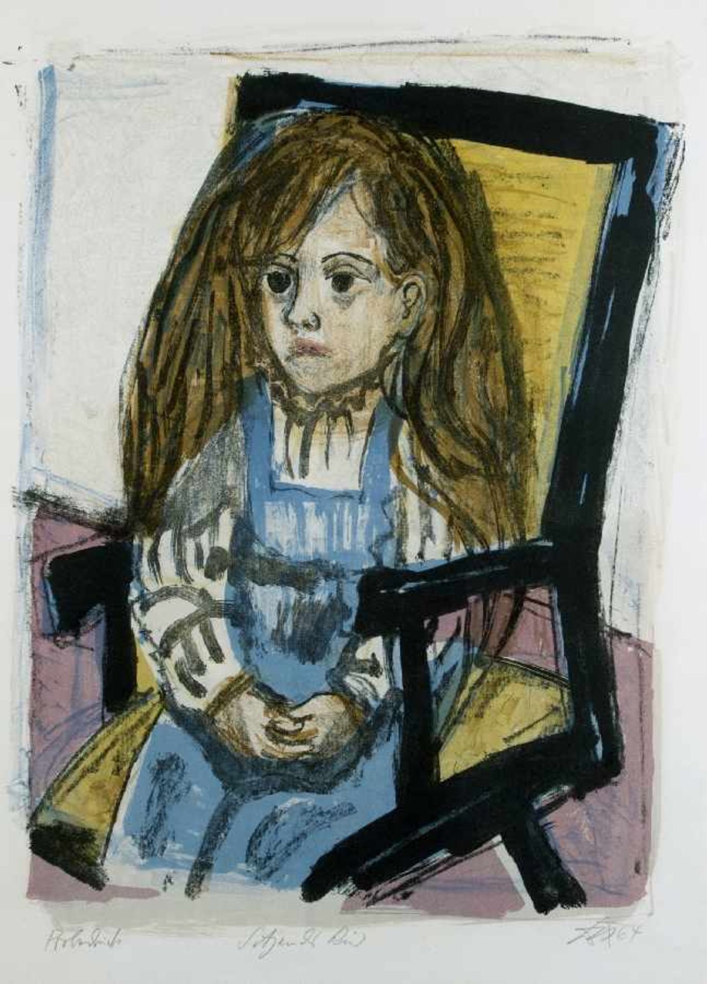 Otto Dix1891 Gera - 1969 SingenSitzendes Kind (Im Stuhl)Farblithografie auf Papier; H 600 mm, B