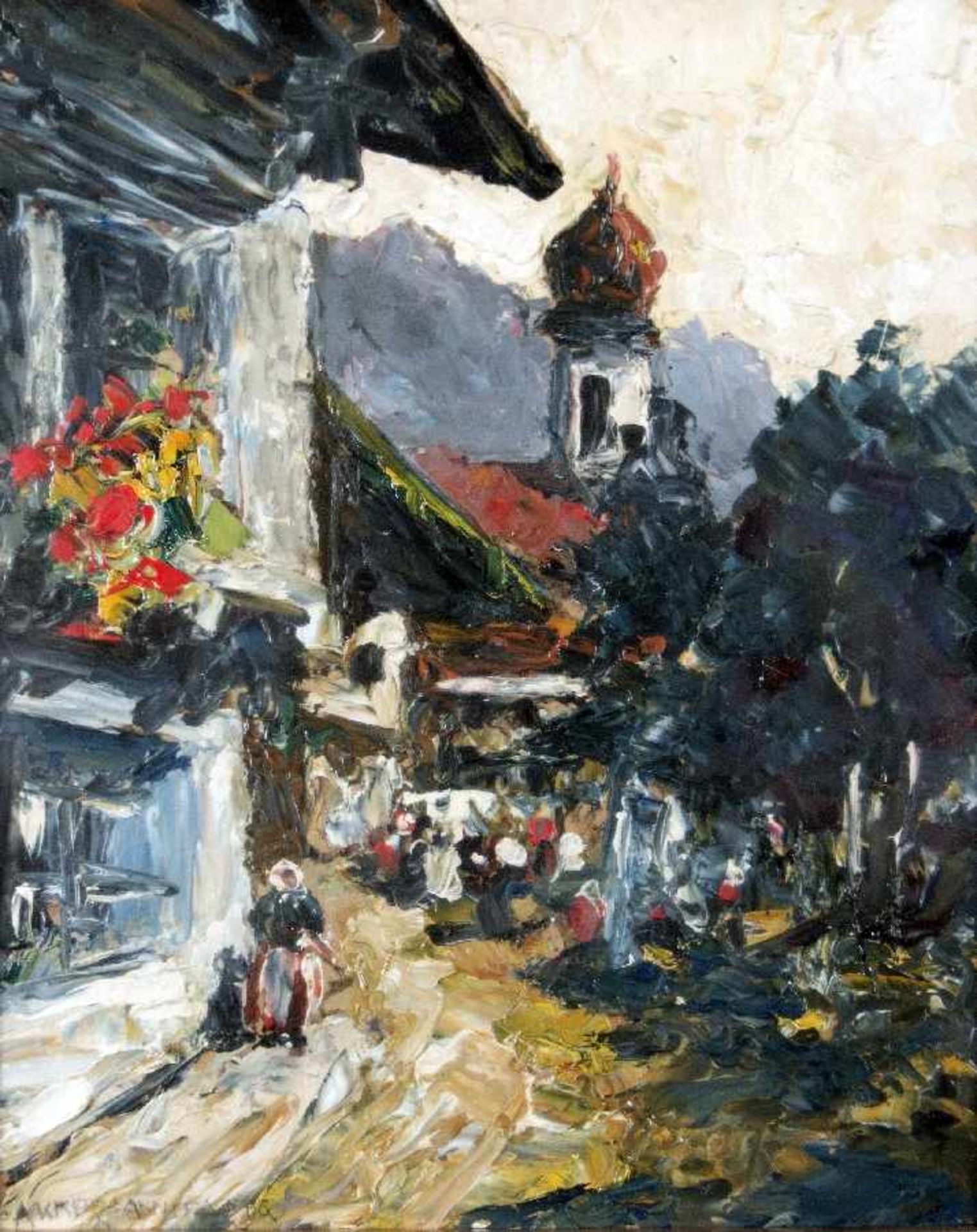 Otto Ackermann-Pasegg1882 Plauen - 1959 KraillingDorfstraße in BayernÖl auf Hartfaser, 1954; H 25