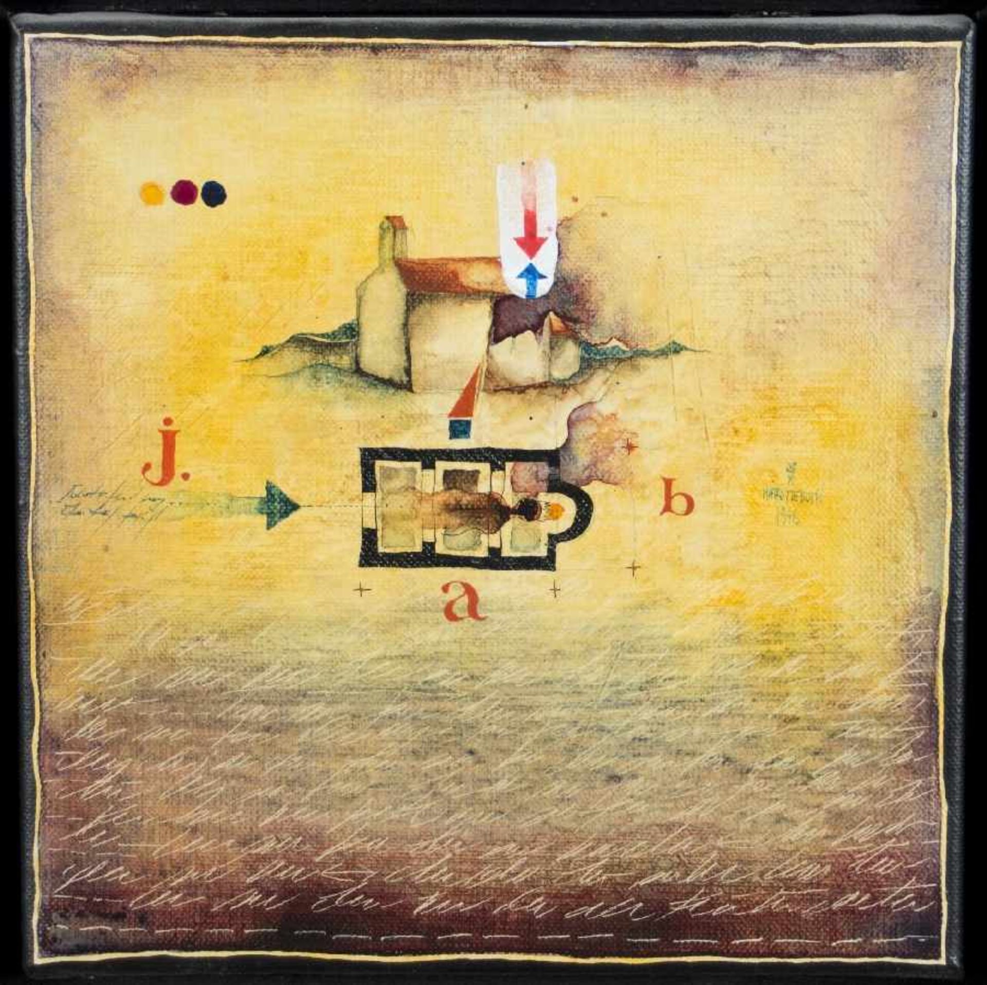 Matko Trebotic1935 Milna/Bracj.a b (Komposition mit Haus)Öl auf Lwd; H 20,5 cm, B 20,5 cm;