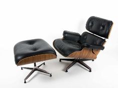 After Charles Eames1907 St. Louis, Missouri - 1978Lounge Chair with OttomanPlywood, lacquered steel,