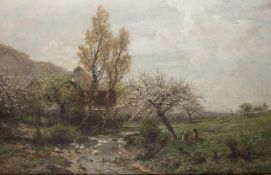 Heinrich HartungKoblenz 1851 - 1919Spring in front of the villageOil on canvas, relined; H 81 cm,