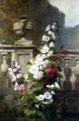 Henri-Émile Brunner-Lacoste1838 - 1881Flowers in the parkOil on canvas, relined; H 184 cm, W 106 cm;