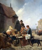 Aimé Pez1808 Tournai - 1849At the pancake bakerOil on canvas; H 45 cm, W 38 cm; monogrammed ''