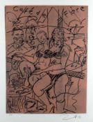 Jörg Immendorff1945 Bleckede/Elbe - 2007 DüsseldorfCafé de FloreLinocut on paper; H 580 mm, W 435