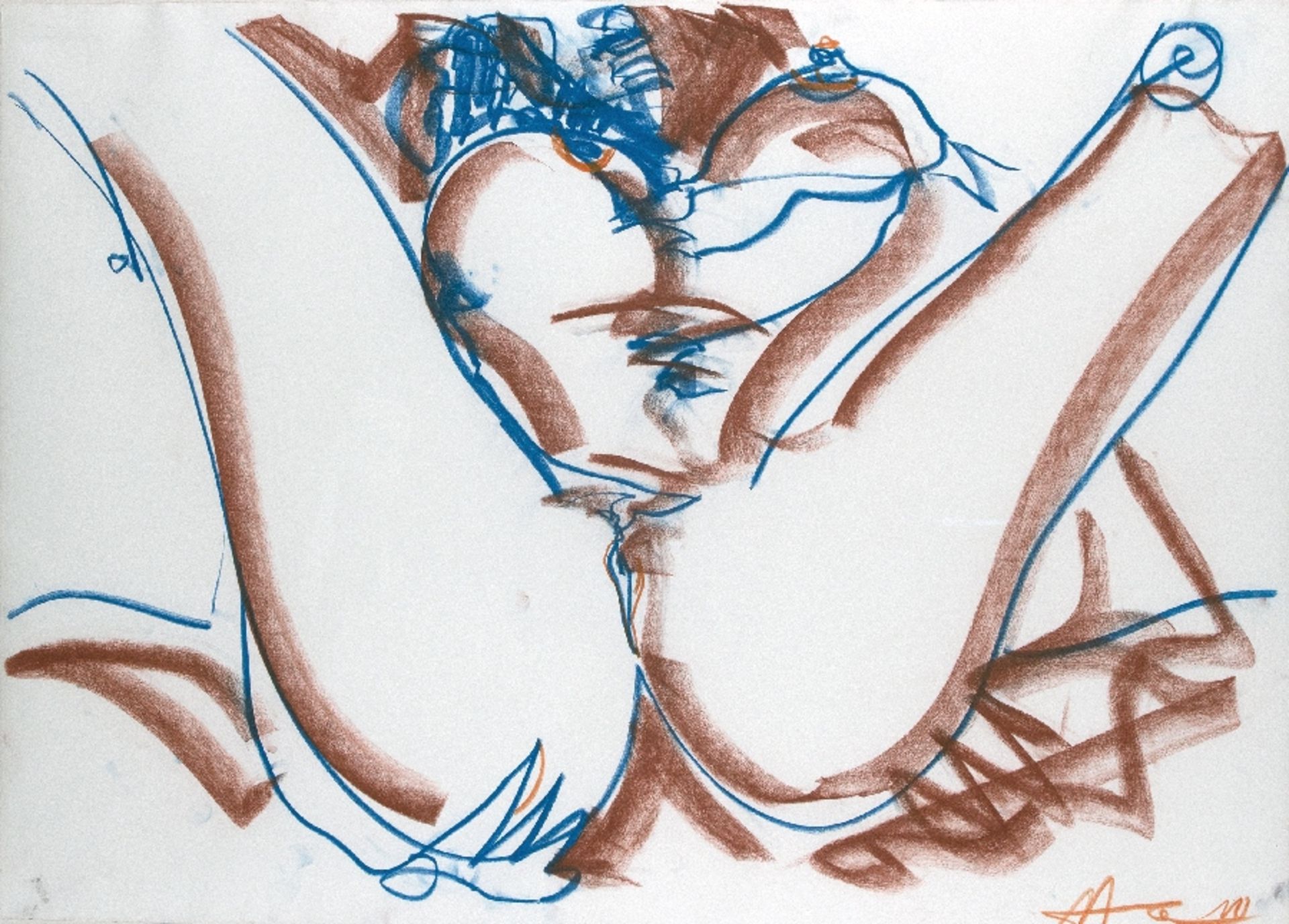 Markus Tollmann1963 Gelsenkirchen-BuerLying nudeColored chalks on paper; H 770 mm, W 1070 mm; signed