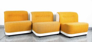 Peter Maly3 armchairs TrinomPlastic with cotton cover, 1969; H 63 cm, W 78 cm, D 86.5 cm; for Cor