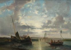 A. HulkLandscape painter of the 19th centuryEvening on the Dutch coastOil on wood; H 24 cm, W 35 cm;