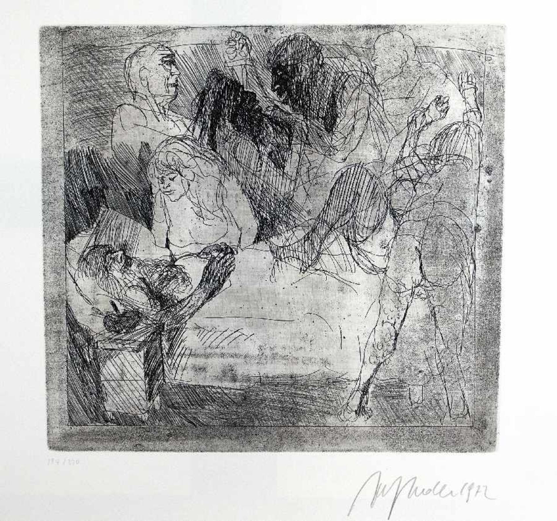 Alfred HrdlickaWien 1928 - 2009AmnonEtching on paper; H 303 mm, W 322 mm; signed and dated lower