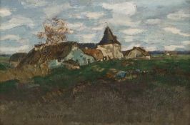 Erich Nikutowski1872 Düsseldorf - 1921 Kaub am RheinVillage viewOil on canvas; H 17 cm, W 24.5 cm;