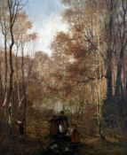 Theodore Her1838 - 1892With the children in the woodsOil on canvas; H 70 cm, W 58 cm; remnants of