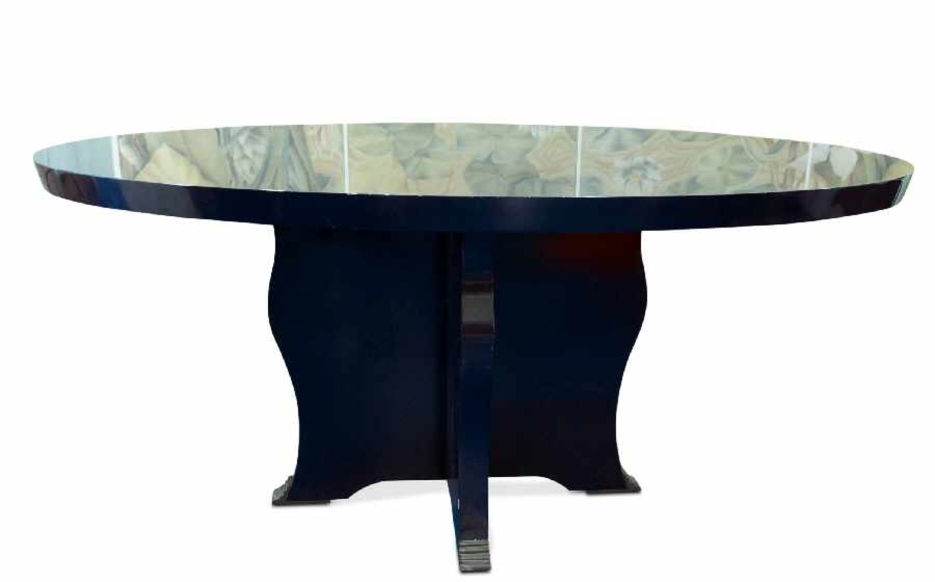 Romeo Sozzi1948Dining table MousiEbony veneer over wood, brass, around 1989; L 230 cm, W 140 cm, H