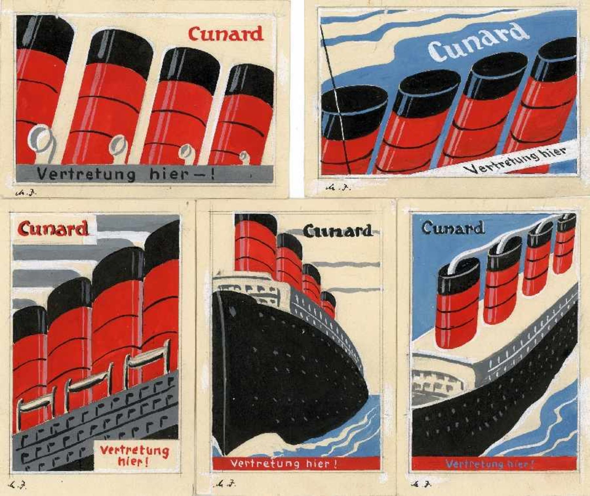 Michael JungheimDüsseldorf 1896 - 1970Advertising designs for the Cunard shipping company5