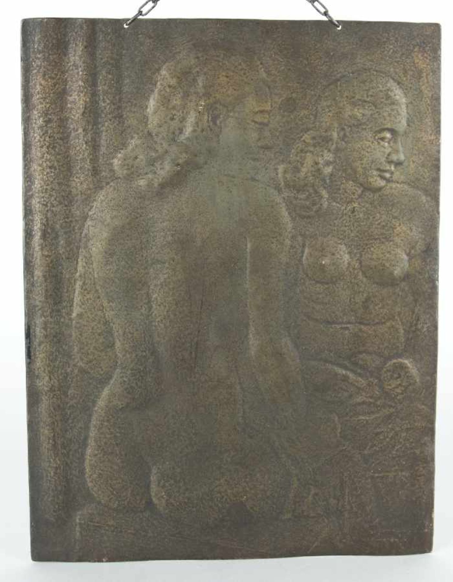 Eduard Dollerschell?Two nudesBronze relief; H 37 cm, W 28.5 cm; remnant of description lower
