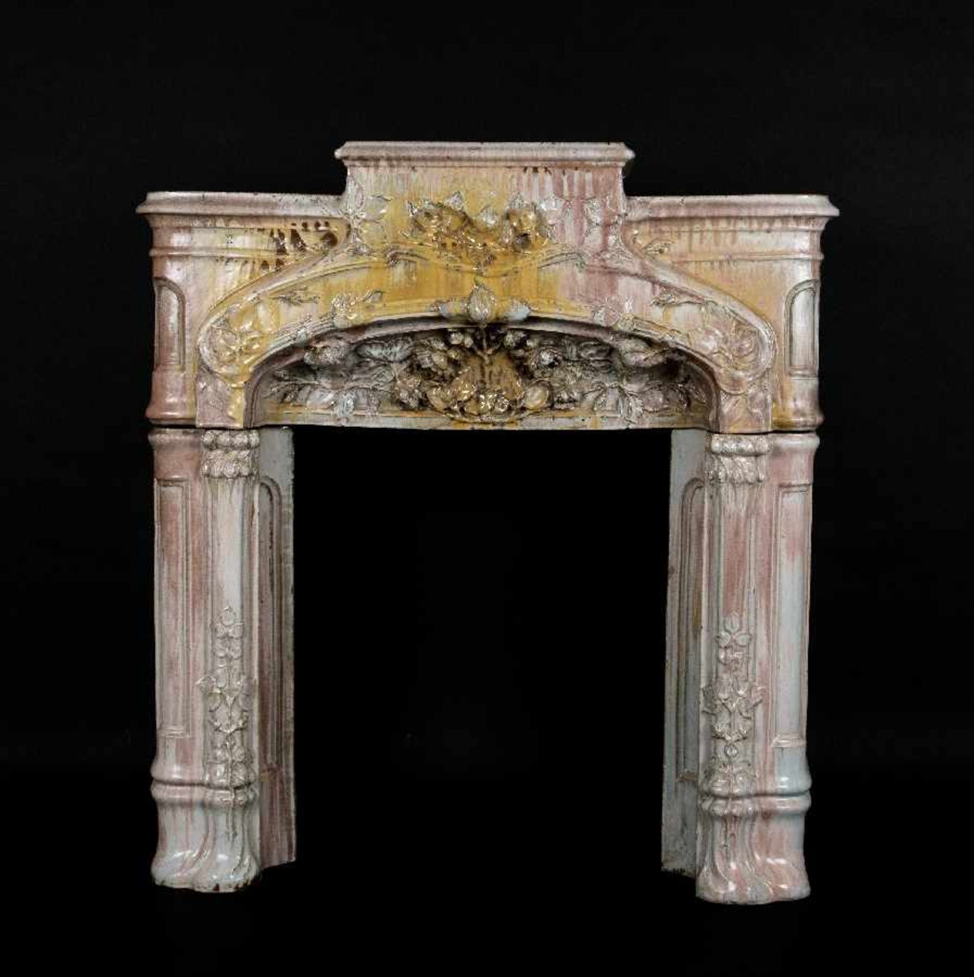 Ceramist around 1900FireplaceCeramic, glazed; H 113 cm, W 106 cm, D 32.5 cmKeramiker um