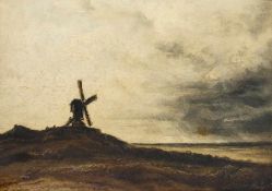 Georges Michel1763 - 1843Wide landscape with millOil on paper on canvas; H 50 cm, W 70 cm; verso