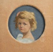 Hans Andreas Dahl1849 - 1937Portrait of the daughterOil on cardboard (Tondo); Diameter 14 cm;