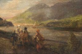 Oswald AchenbachDüsseldorf 1827 - 1905Coastal landscapeOil on canvas; H 27.5 cm, W 40 cmOswald