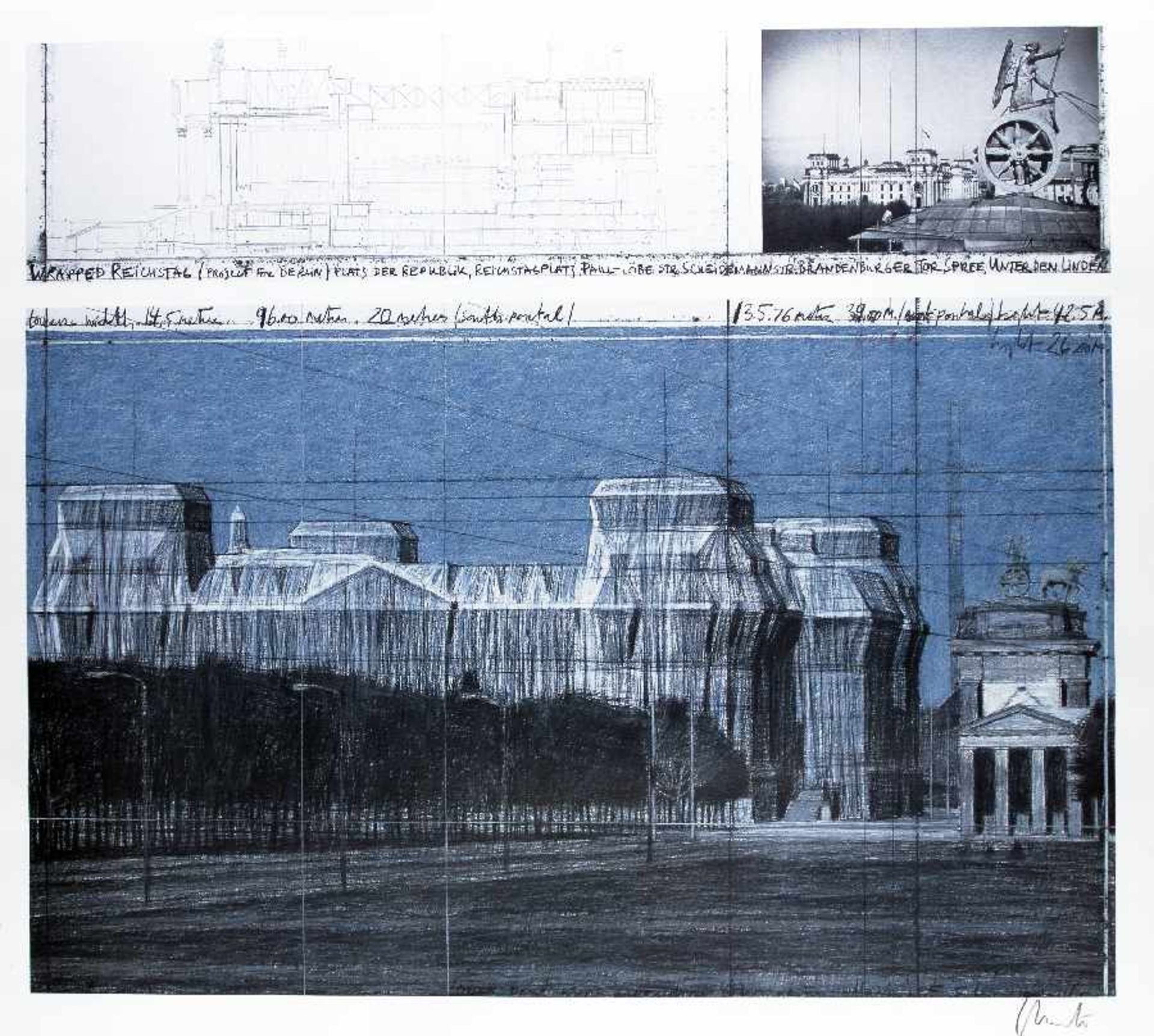 Christo1935 Gabrowo (Bulgaria)Wrapped ReichstagOffset on paper; H 618 mm, W 700 mm; signed lower