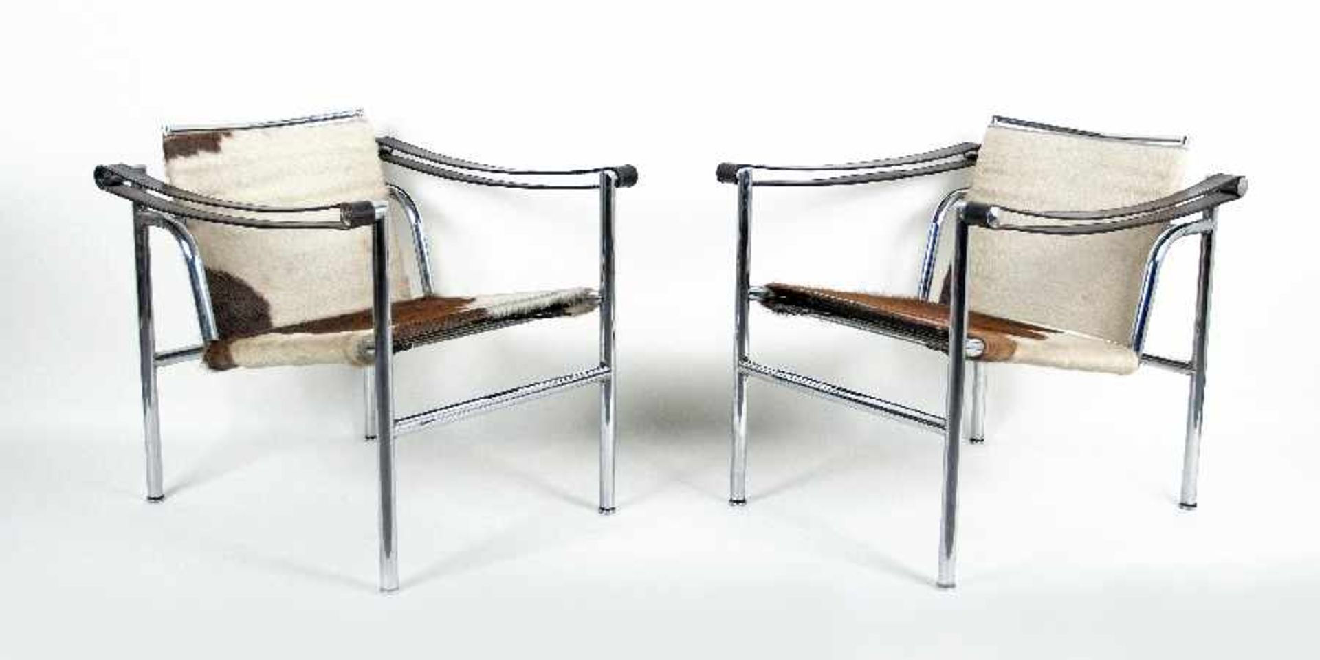 Le CorbusierCharlotte Perriand, Pierre JeanneretA pair of LC1 armchairsMetal, chromed, leather