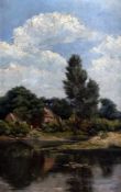 Wilhelm Degode1862 Oldenburg - 1931At the bank of the pondOil on canvas; H 55 cm, W 36 cm; remnant