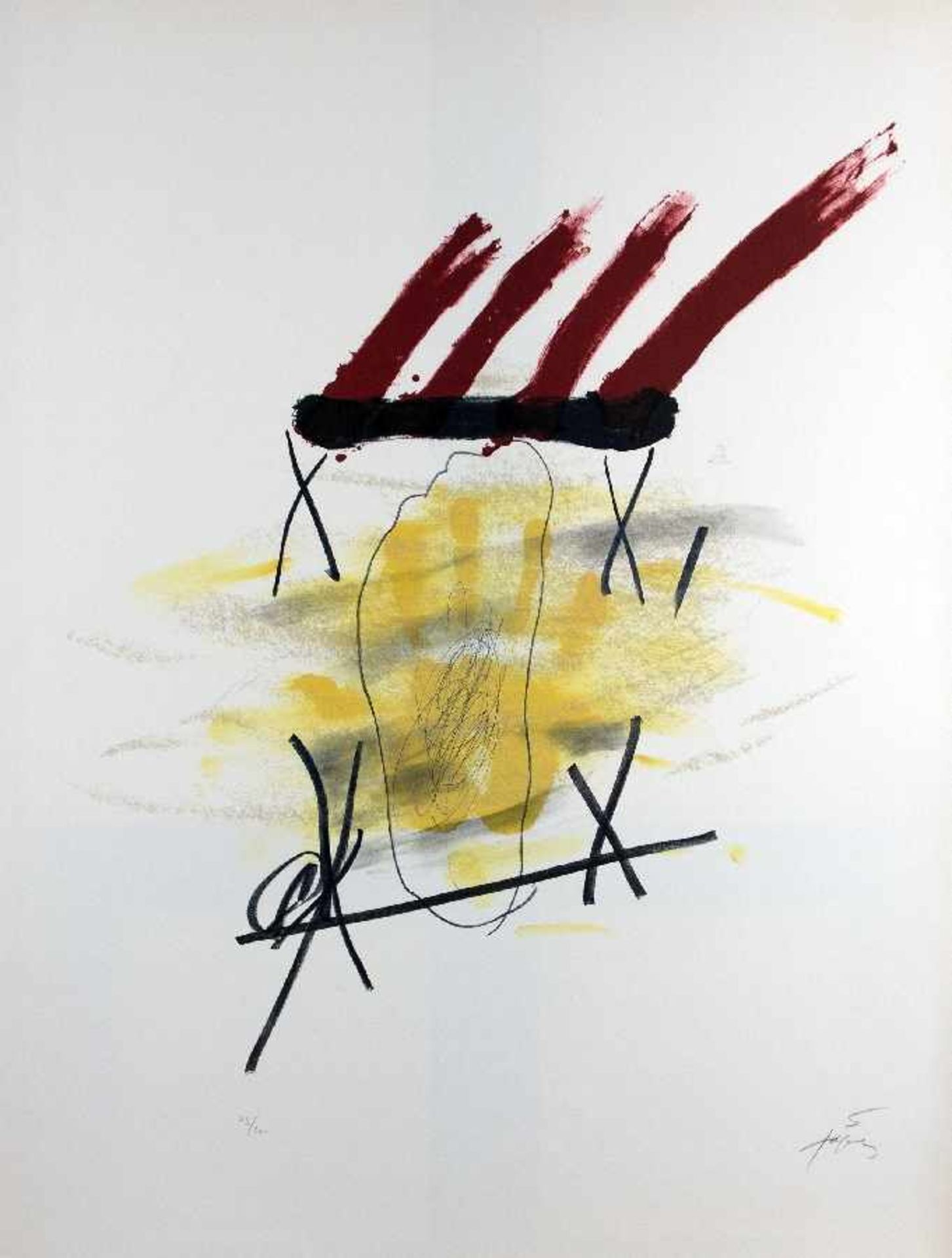 Antoni Tapies1923 Barcelona - 2012La main jauneColor lithograph on paper; H 530 mm, W 470 mm; signed